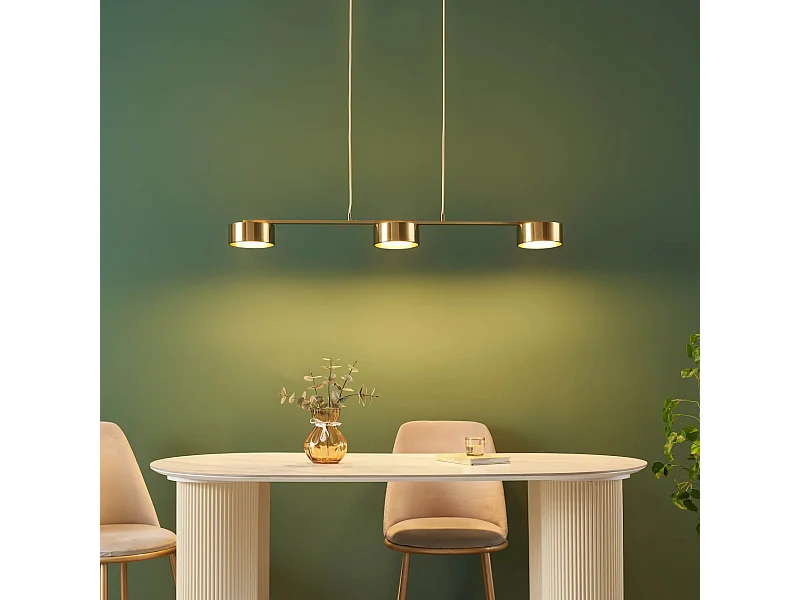 Suspension triple métal laiton 3 spots LED dimmable - Prins