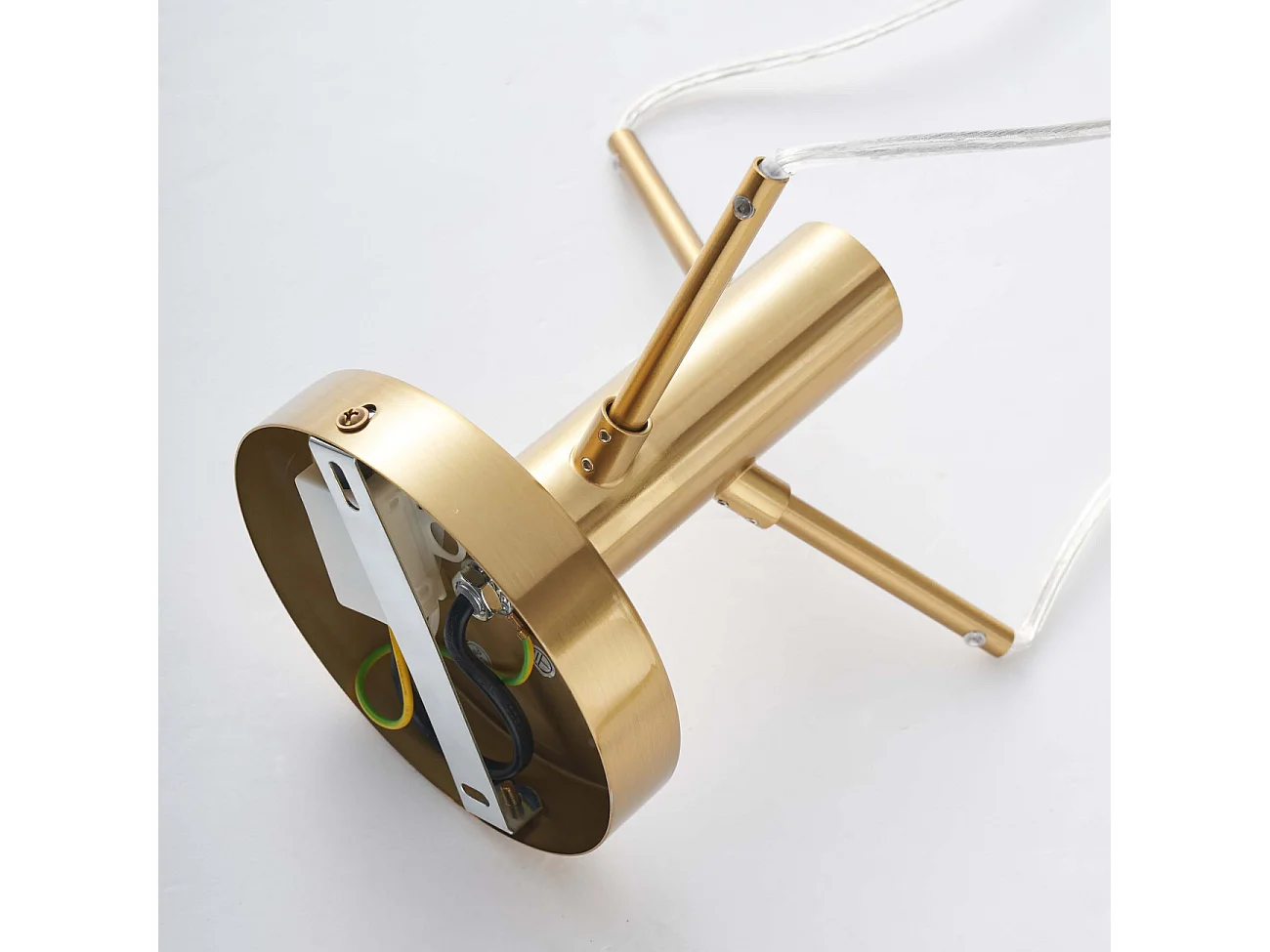 Suspension triple vintage laiton verres ambrés striés - Auréline