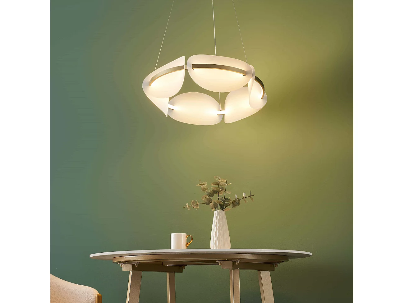 Suspension circulaire dorée LED dimmable verre dépoli 62 cm - Cristalia