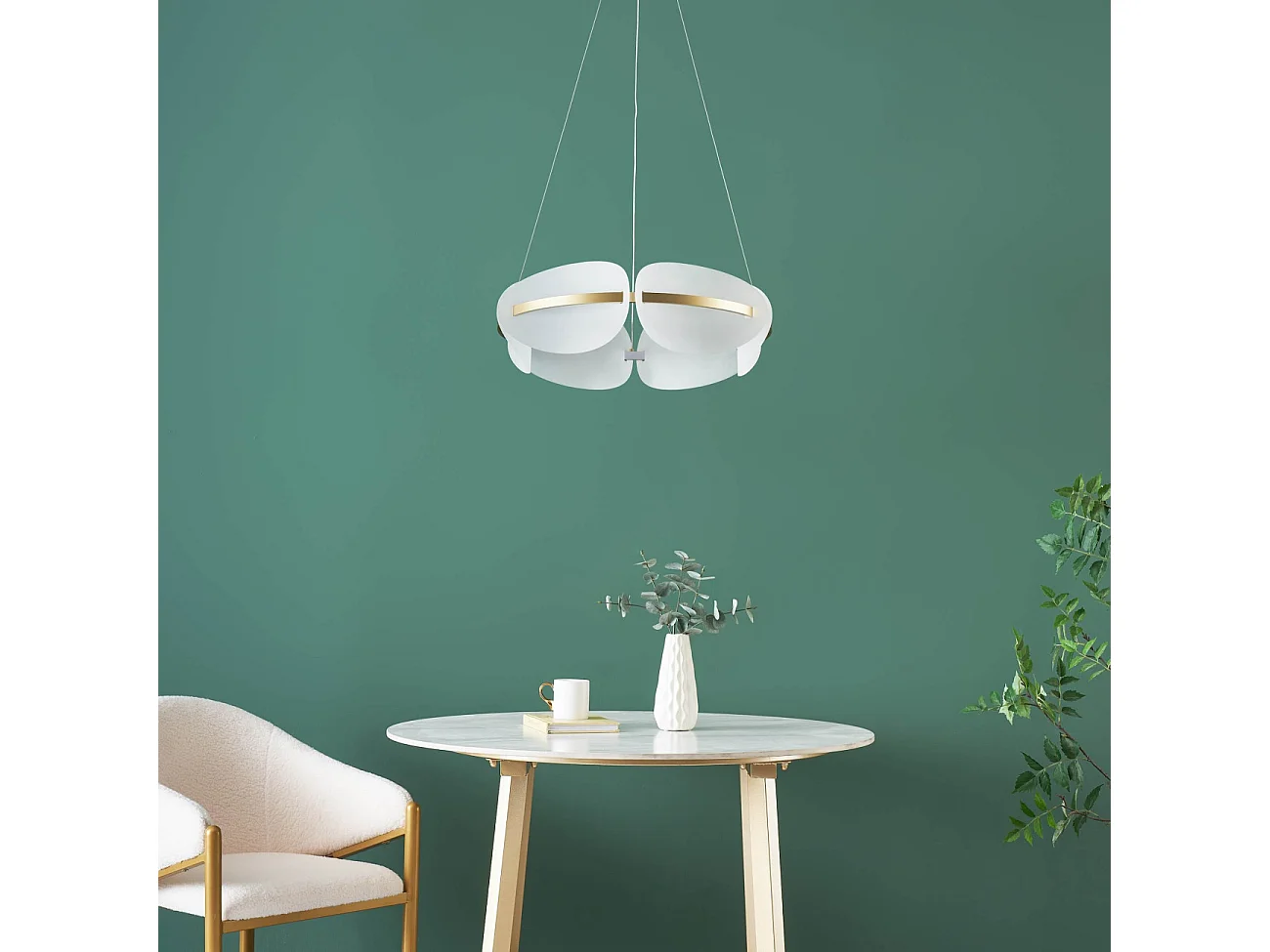 Suspension circulaire dorée LED dimmable verre dépoli 62 cm - Cristalia