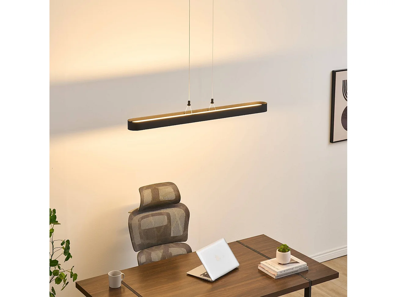 Suspension ovale noire 115 cm éclairage LED dimmable - Oswin