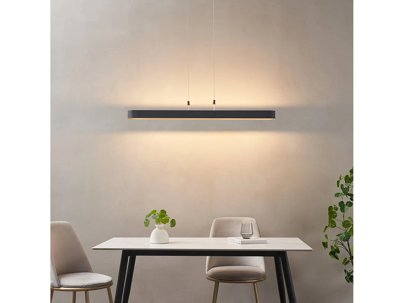 Suspension ovale noire 115 cm éclairage LED dimmable - Oswin