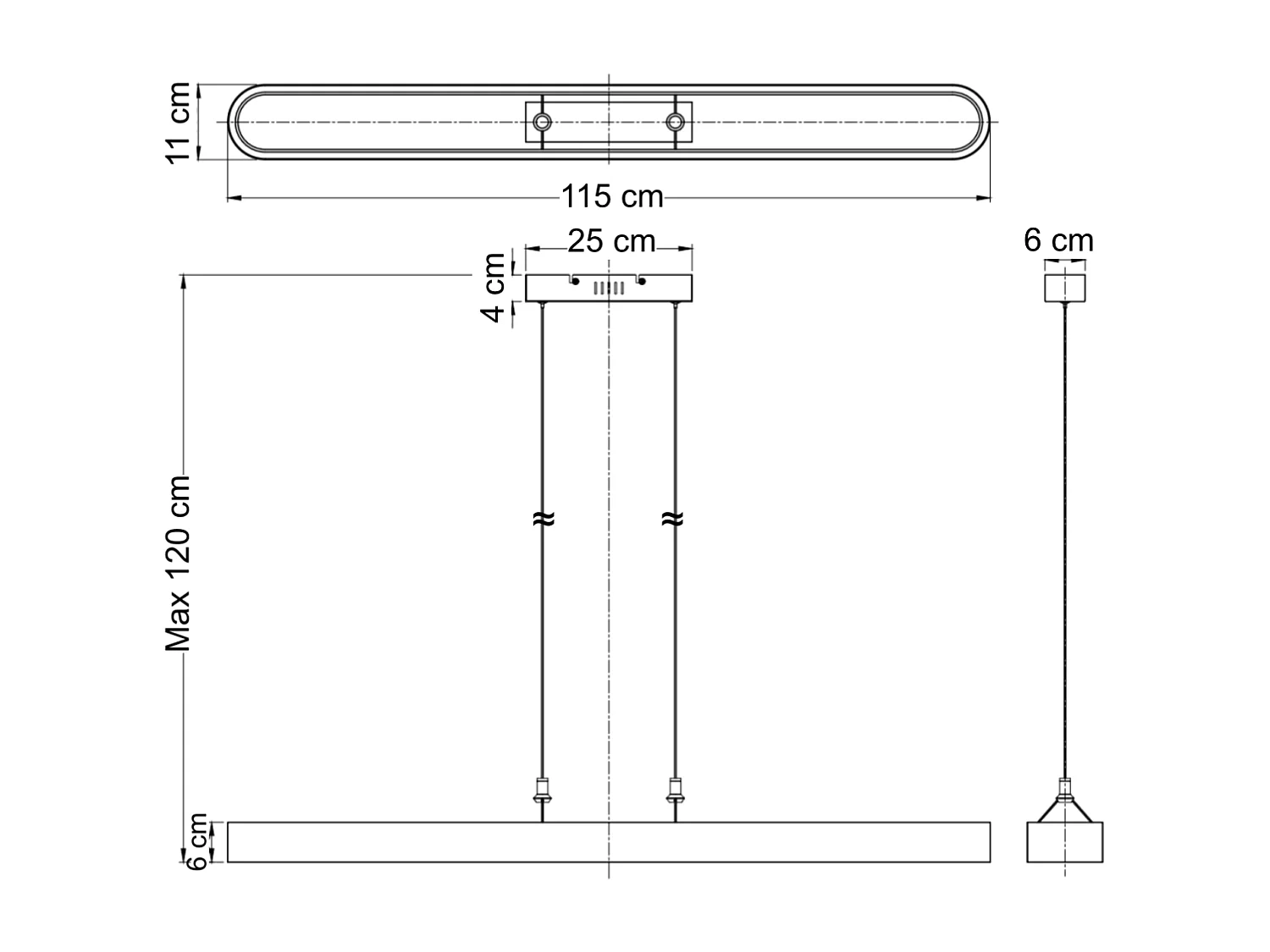 Suspension ovale noire 115 cm éclairage LED dimmable - Oswin