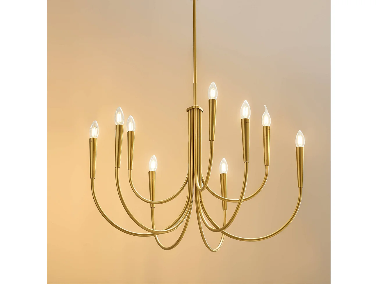 Lustre à bras multiples laiton style chandelier moderne 80 cm - Kaelisma