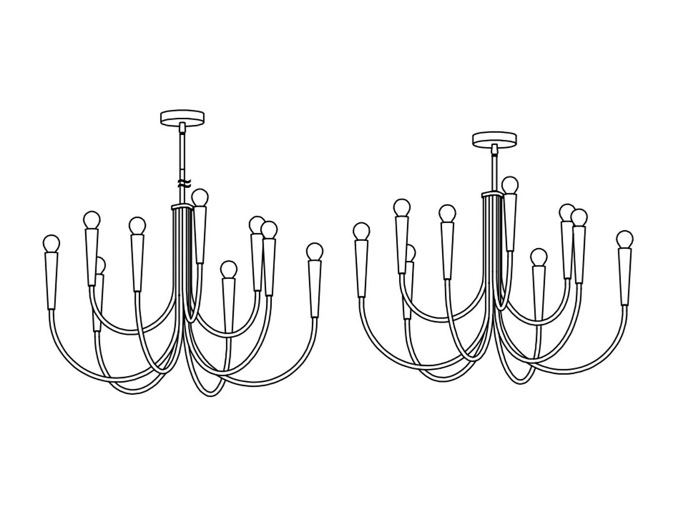 Lustre à bras multiples laiton style chandelier moderne 80 cm - Kaelisma