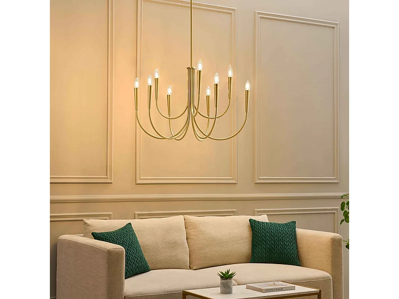 Lustre à bras multiples laiton style chandelier moderne 80 cm - Kaelisma