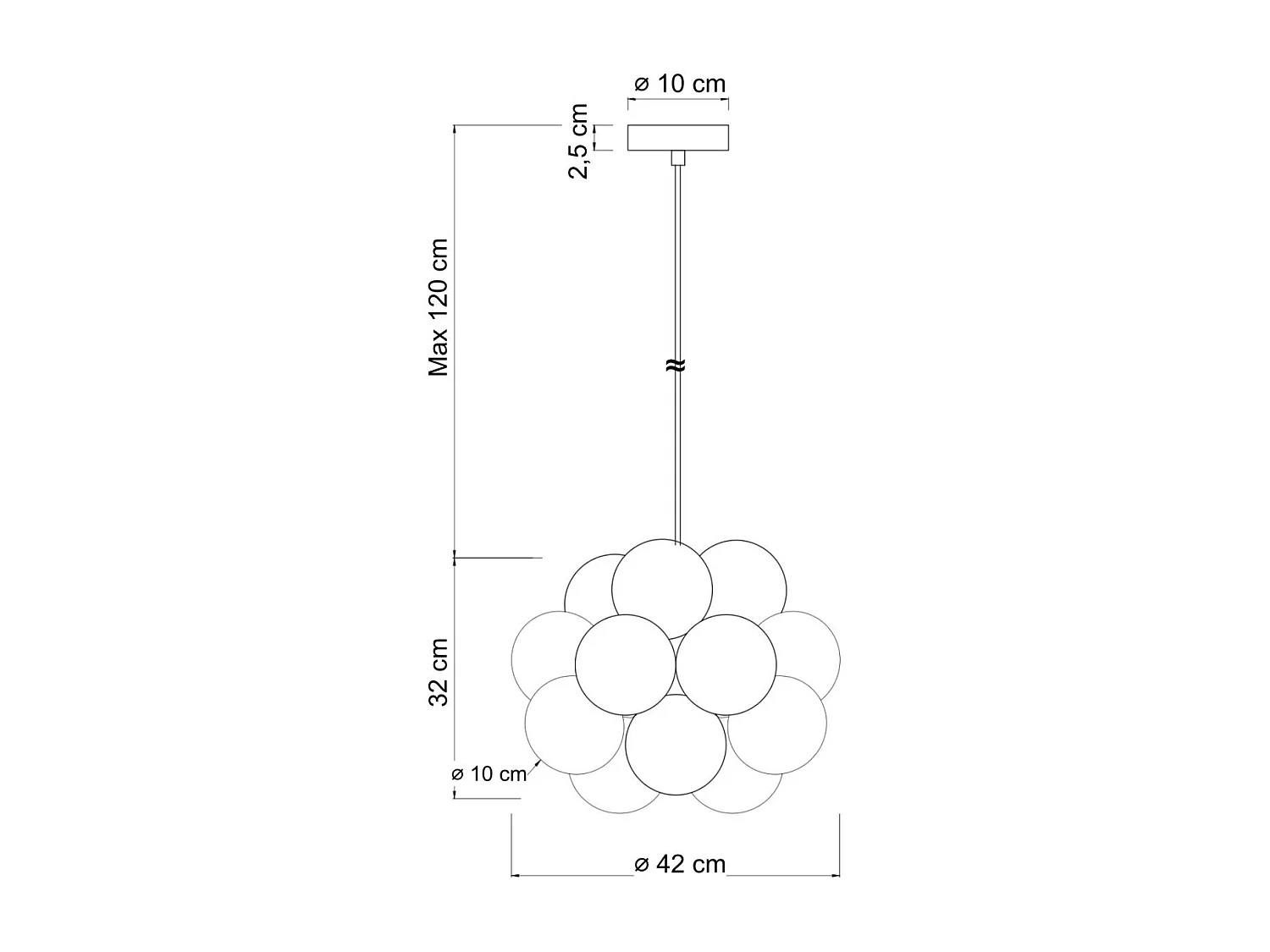 Suspension grappe décorative boules en verre ambrées - Maeli