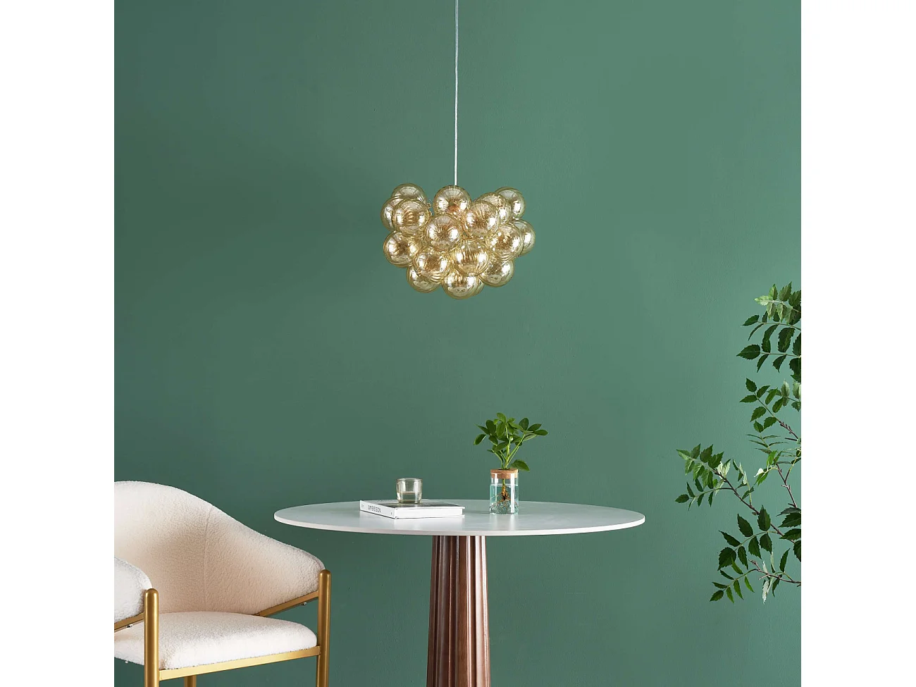 Suspension grappe décorative boules en verre ambrées - Maeli