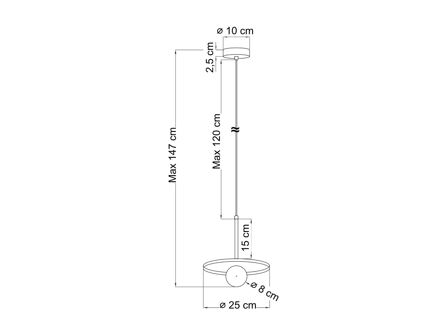 Suspension élégante travertin et boule en verre opalin - Silvia
