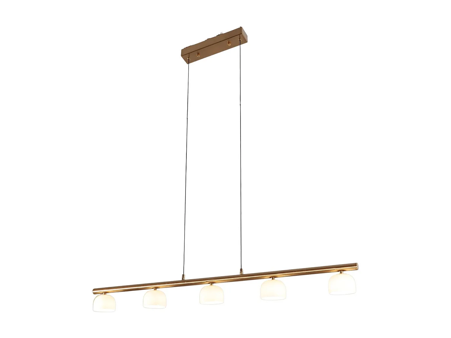 Longue suspension LED laiton avec 5 dômes en verre - Nysséa