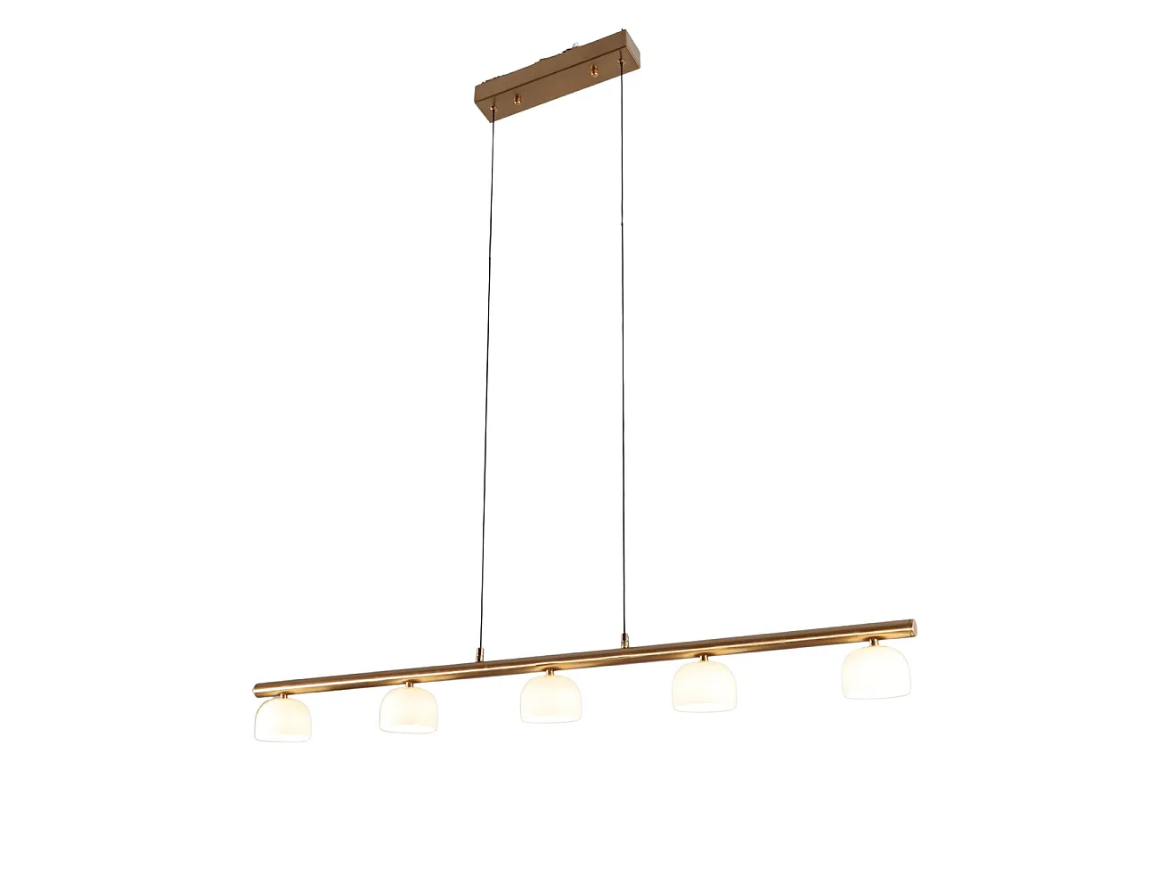 Longue suspension LED laiton avec 5 dômes en verre - Nysséa