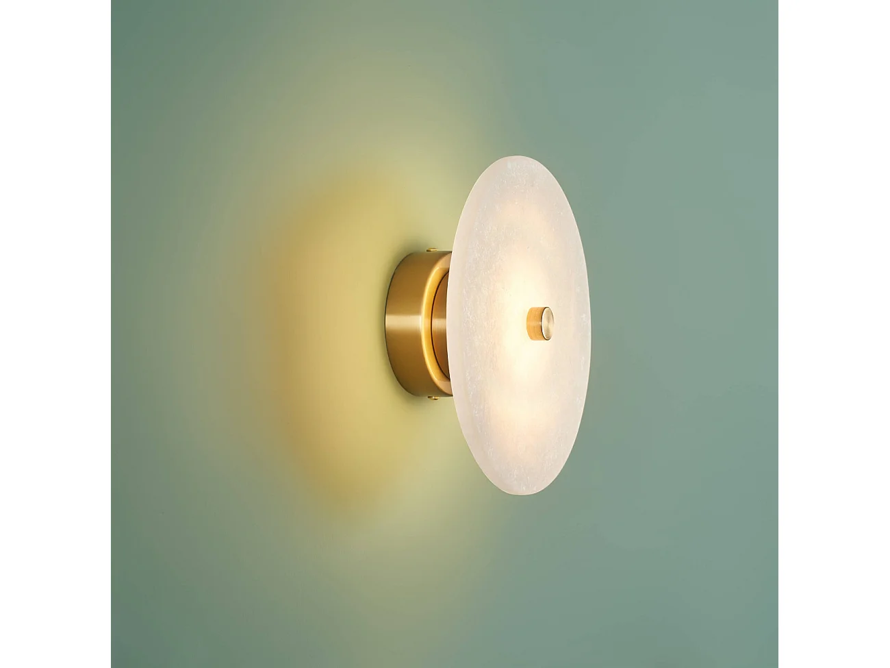 Petit spot ou applique ronde en marbre blanc avec détail doré - Lilasea