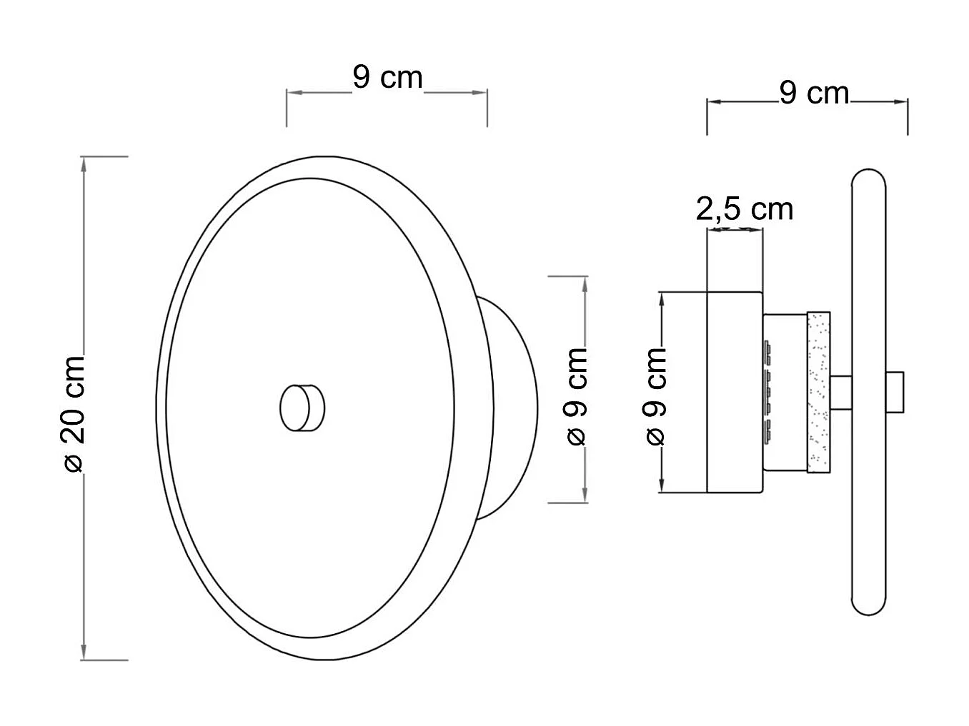 Petit spot ou applique ronde en marbre blanc avec détail doré - Lilasea