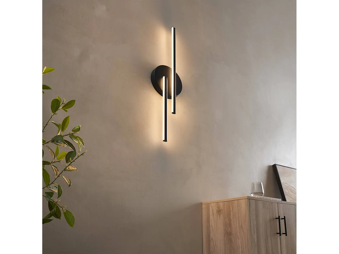 Applique noire LED aux lignes épurées 80 cm - Pia