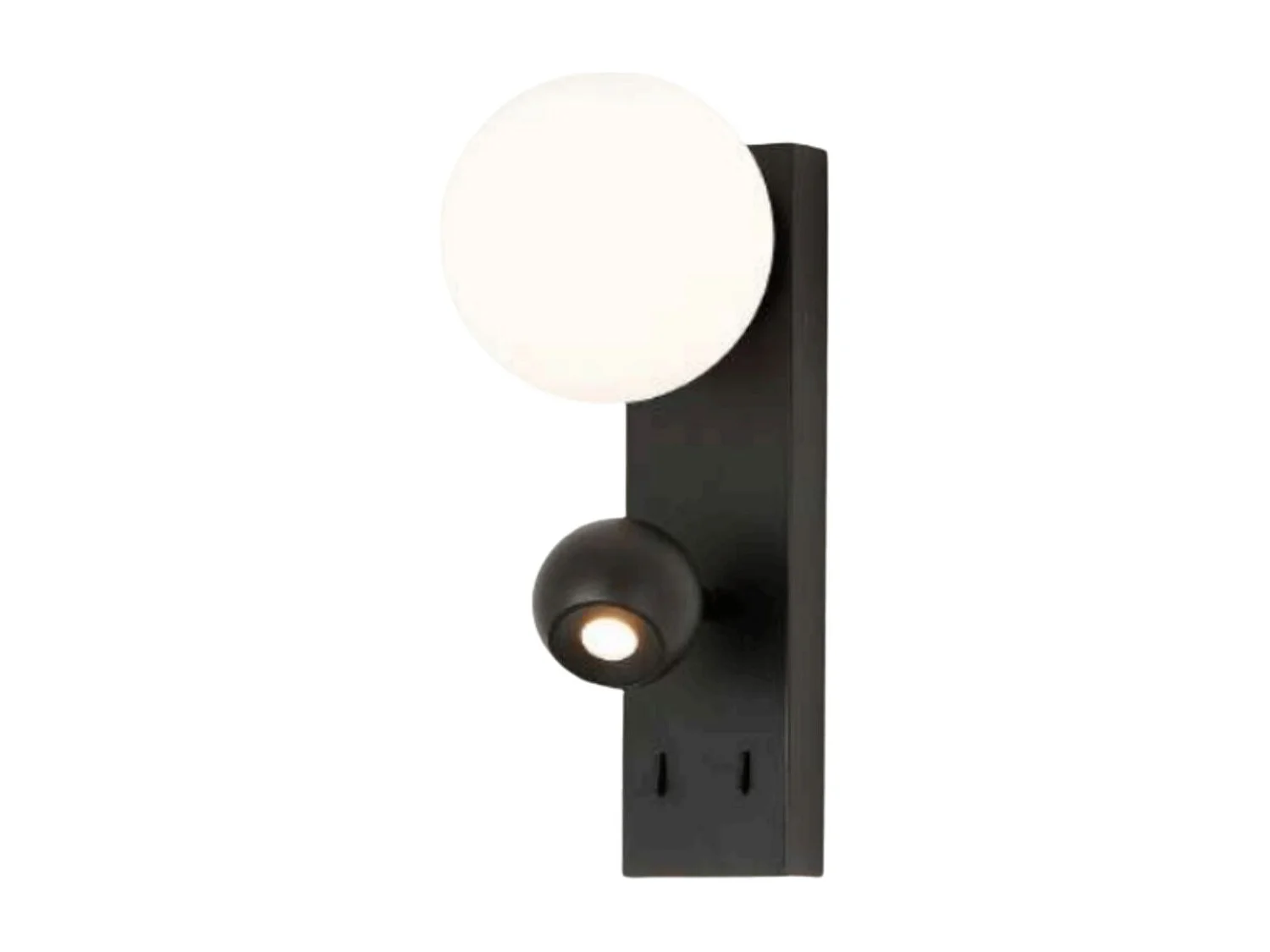 Applique LED noire double éclairage liseuse et verre blanc - Avelysa