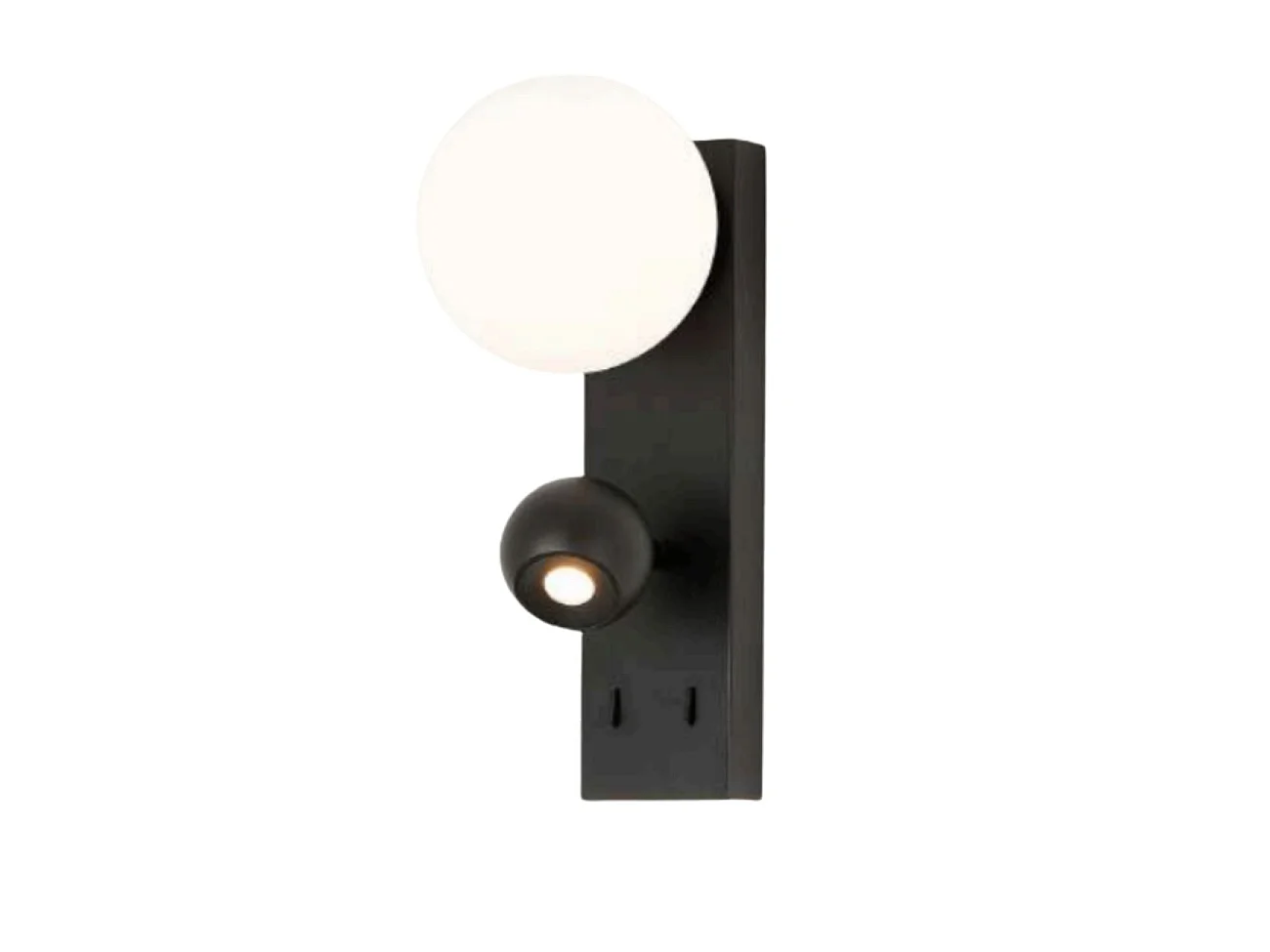 Applique LED noire double éclairage liseuse et verre blanc - Avelysa