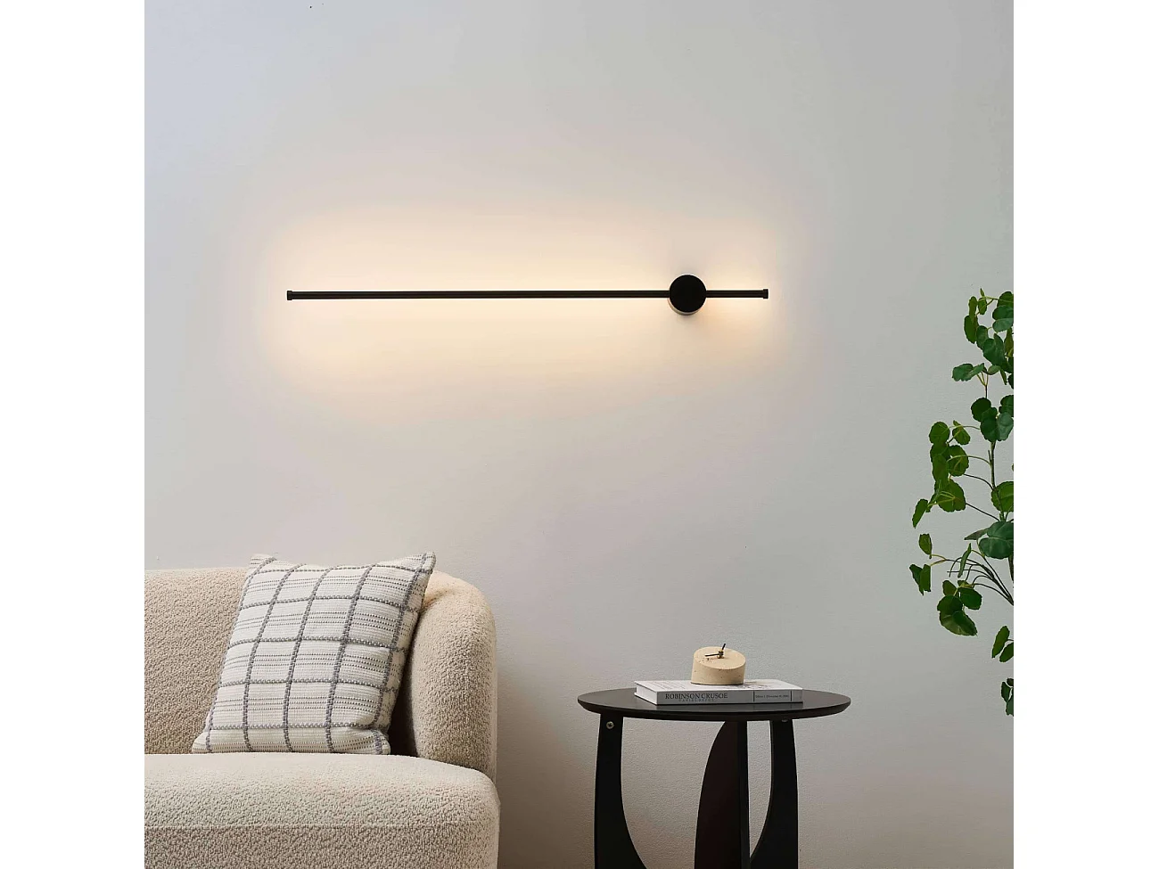 Applique LED noire minimaliste 97 cm design fin IP54 - Nikolai