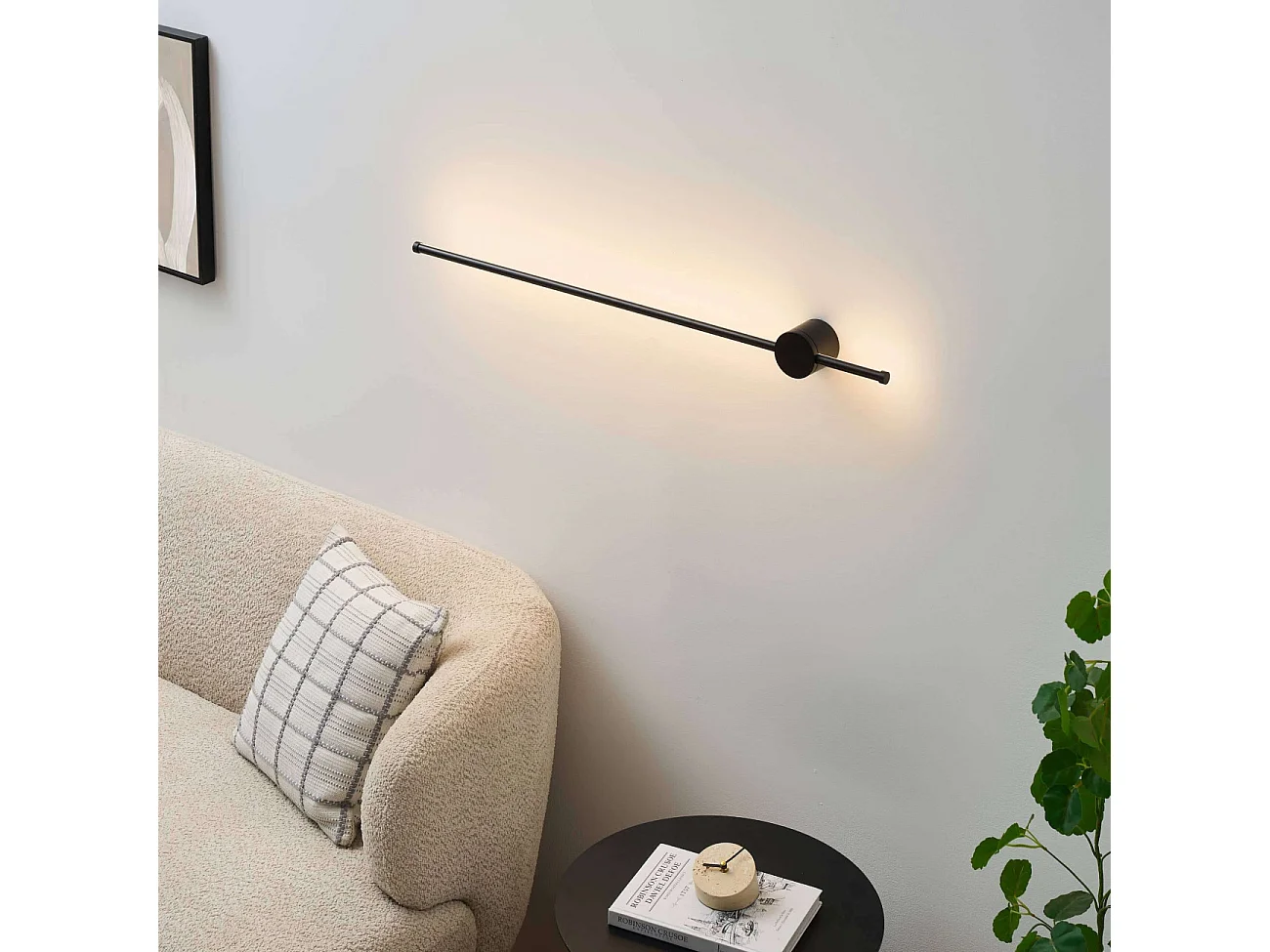 Applique LED noire minimaliste 97 cm design fin IP54 - Nikolai