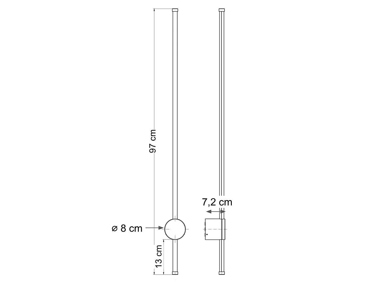 Applique LED noire minimaliste 97 cm design fin IP54 - Nikolai