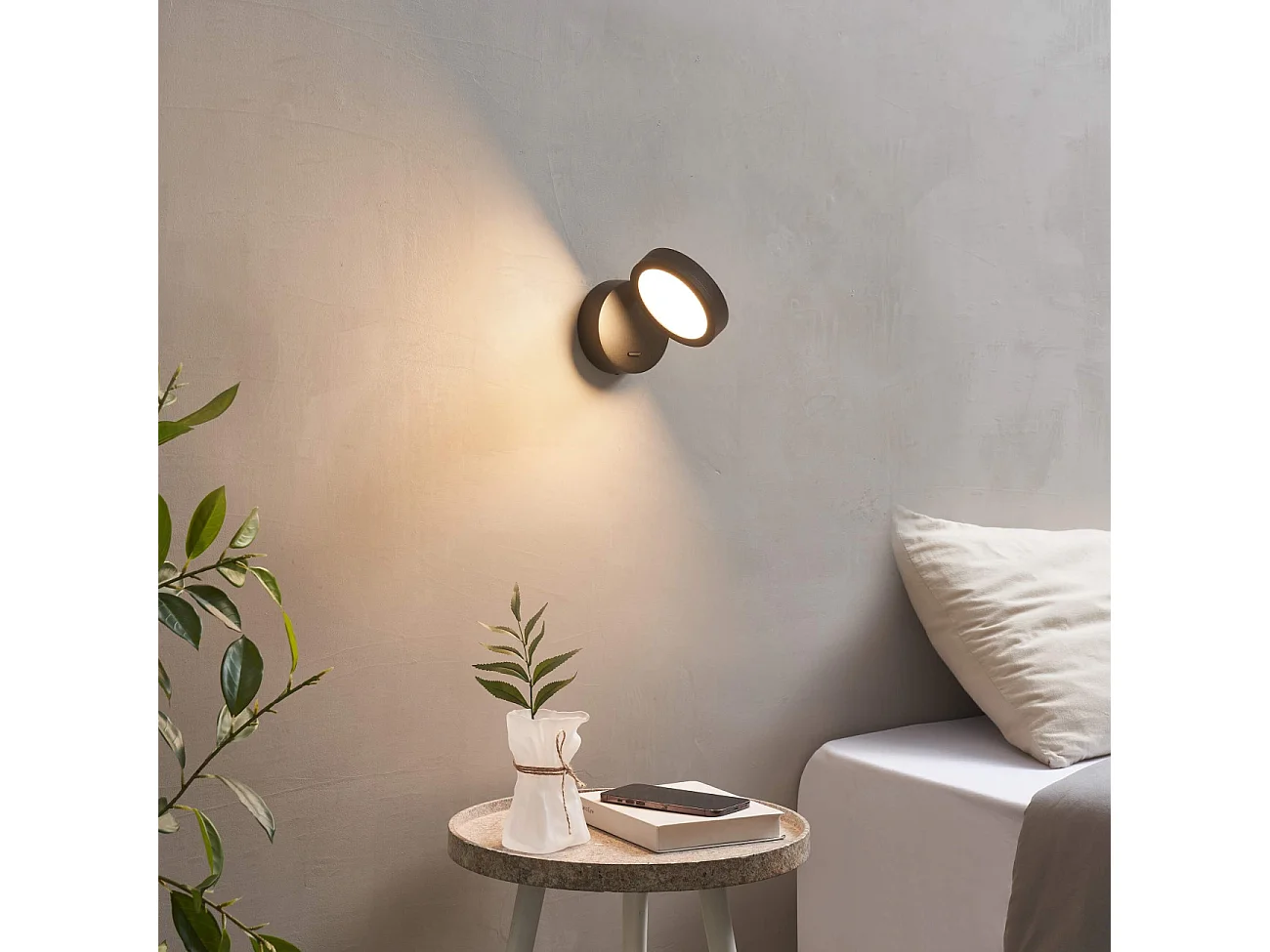 Applique noire LED 6W minimaliste pour tête de lit - Kechia