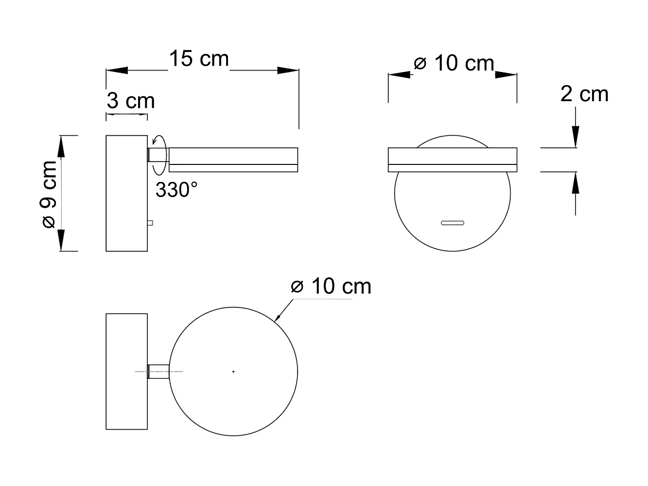 Applique noire LED 6W minimaliste pour tête de lit - Kechia