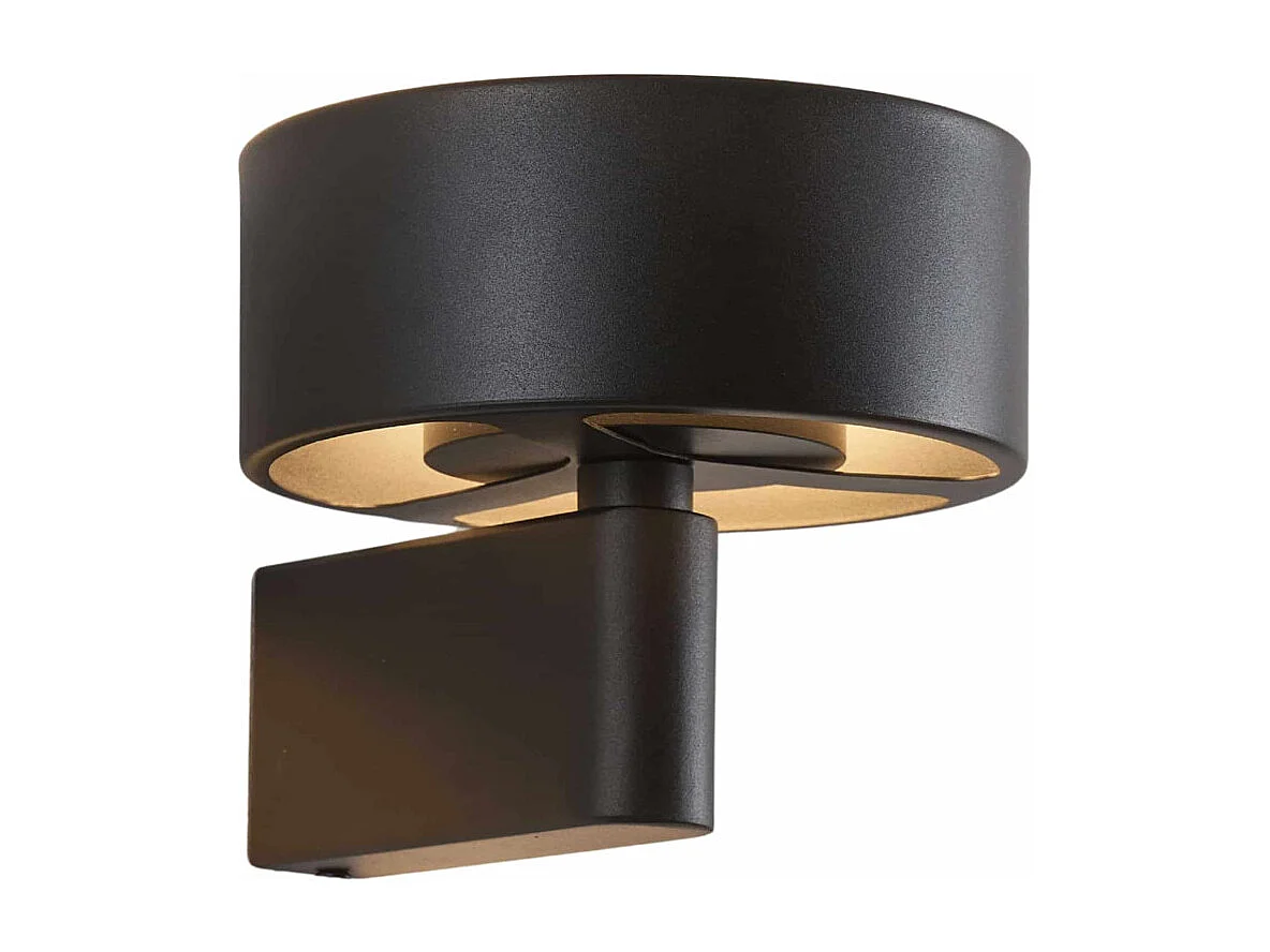 Applique murale noire en métal avec tête ronde LED - Prins