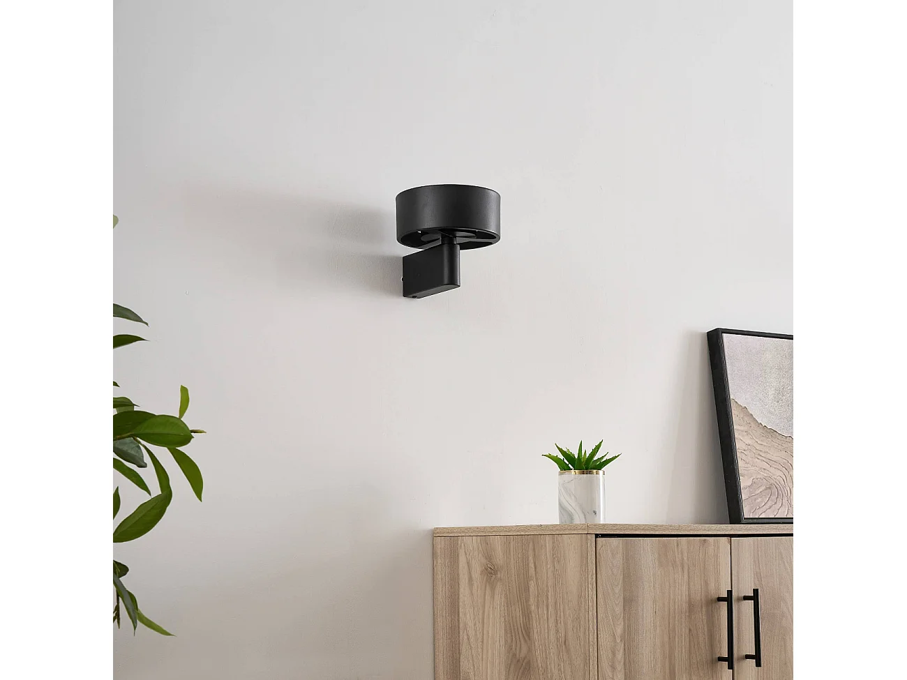 Applique murale noire en métal avec tête ronde LED - Prins