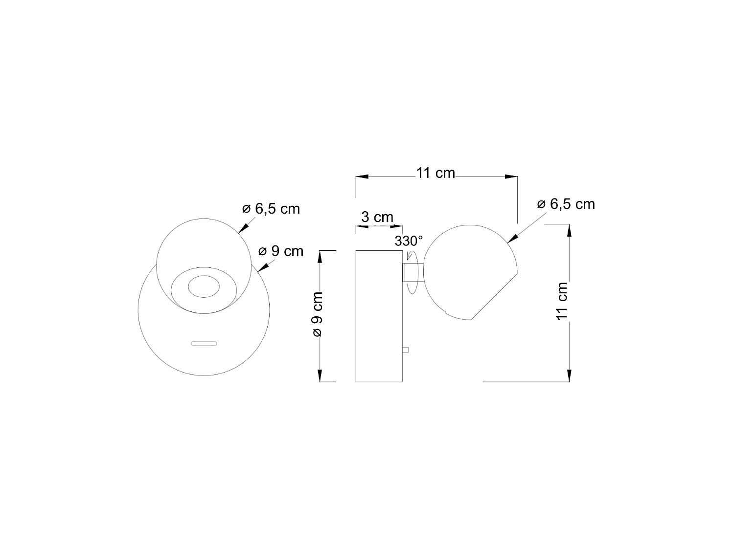 Liseuse noire discrète au design épuré LED intégrée - Loën