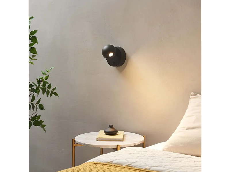 Liseuse noire discrète au design épuré LED intégrée - Loën