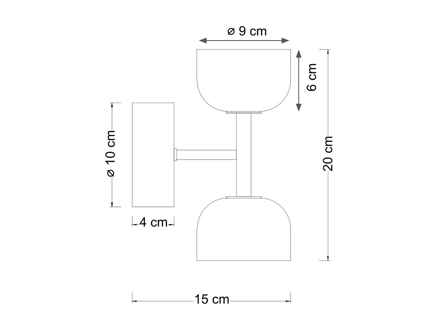 Applique LED laiton à deux globes opalins en verre - Nysséa