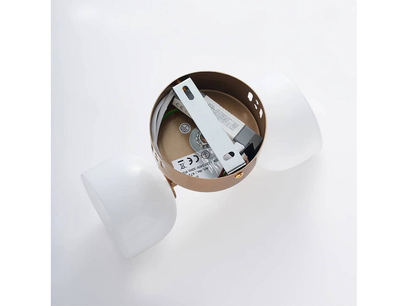 Applique LED laiton à deux globes opalins en verre - Nysséa