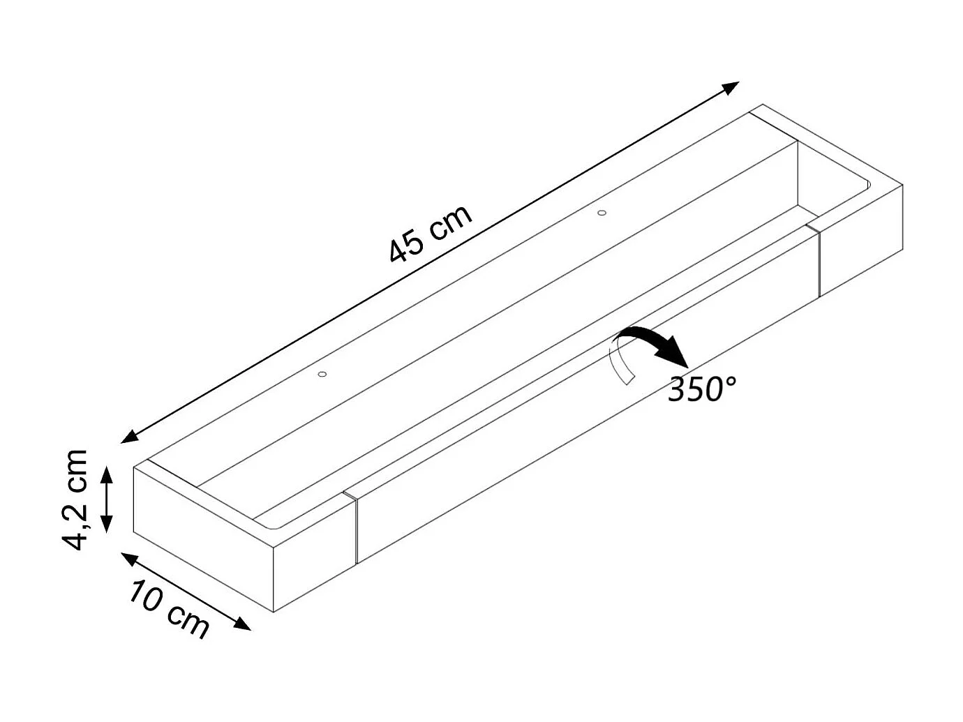 Longue applique blanche LED avec barre pivotante à 350° - Orlène