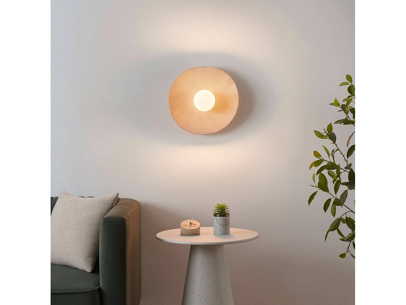 Applique ou plafonnier en céramique texturée et verre blanc - Niria