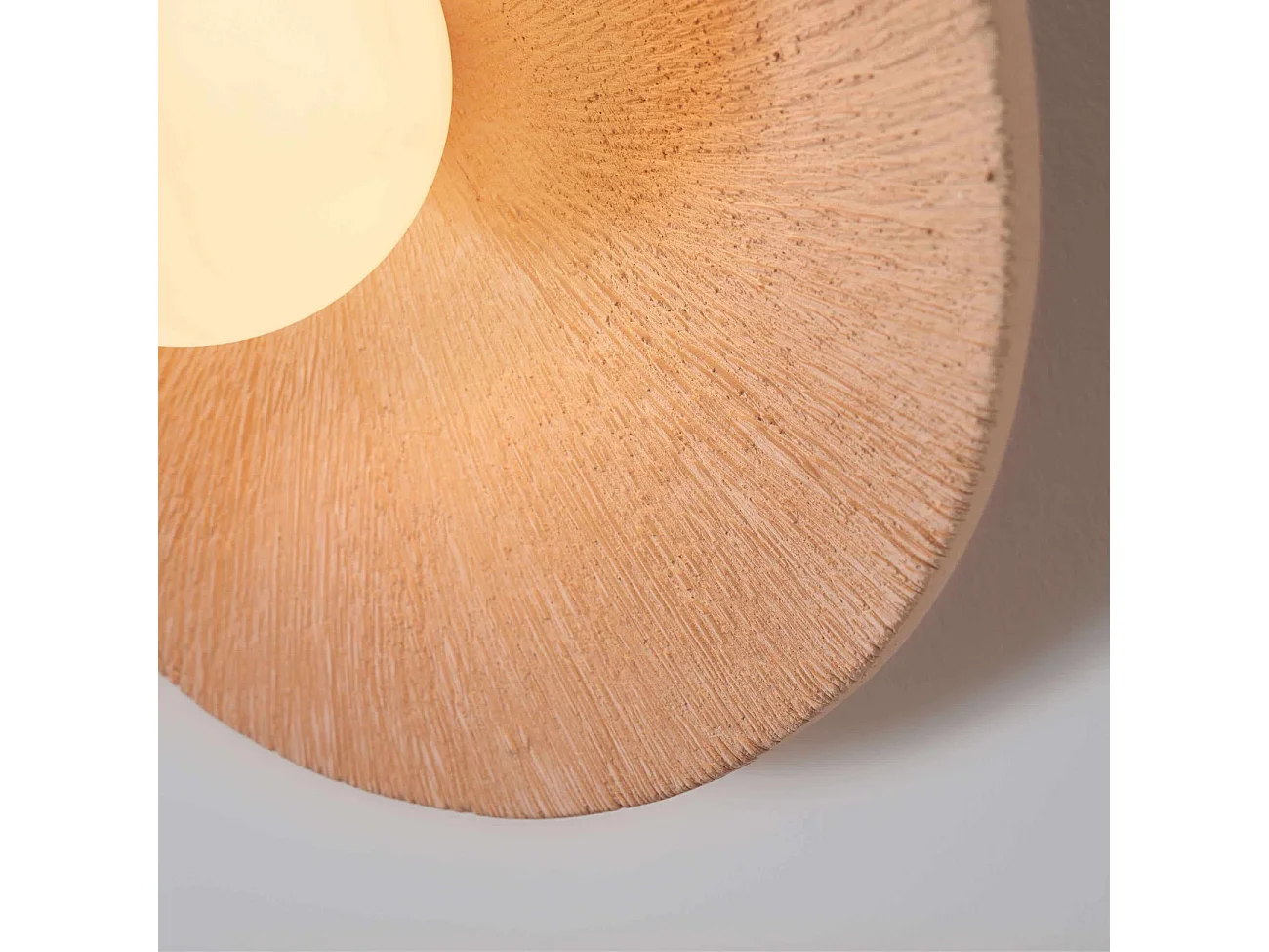 Applique ou plafonnier en céramique texturée et verre blanc - Niria