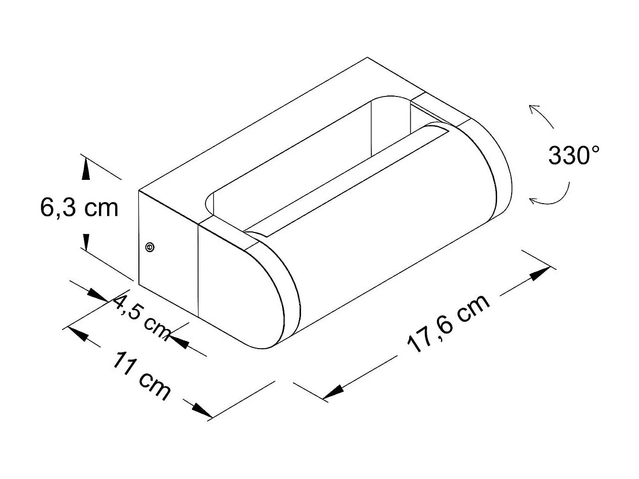 Petite applique LED rectangulaire noire pour extérieur - Ilona