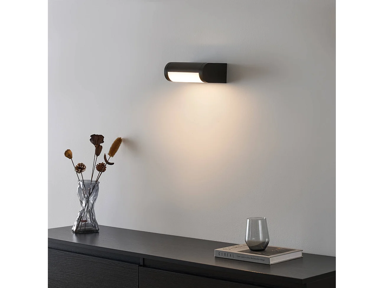 Petite applique LED rectangulaire noire pour extérieur - Ilona