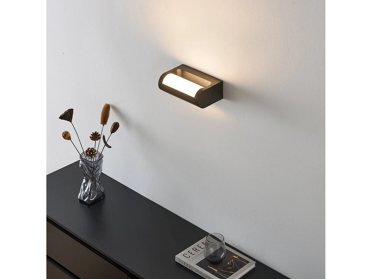 Petite applique LED rectangulaire noire pour extérieur - Ilona