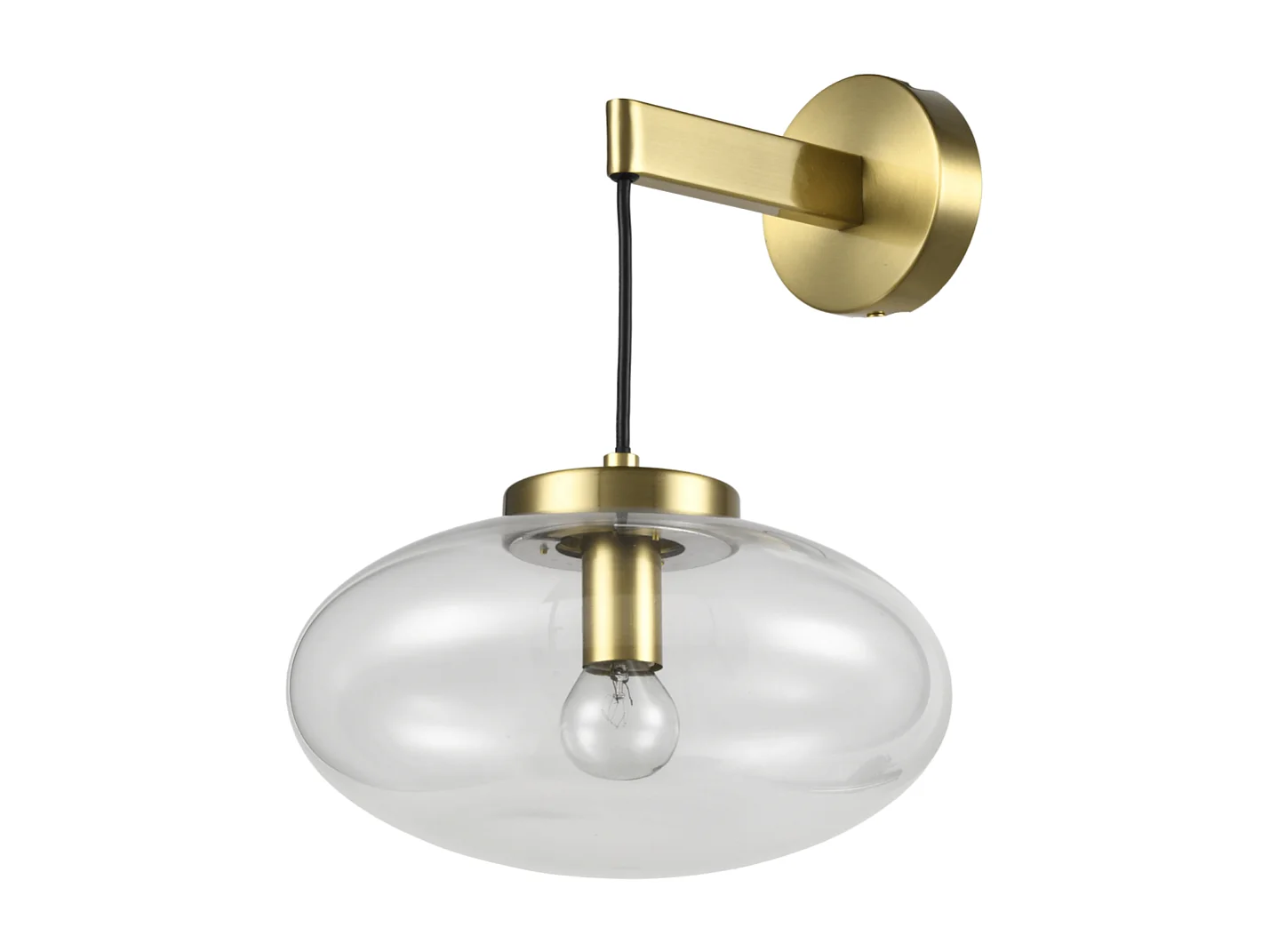 Applique murale dorée avec globe en verre soufflé suspendu - Milenzo