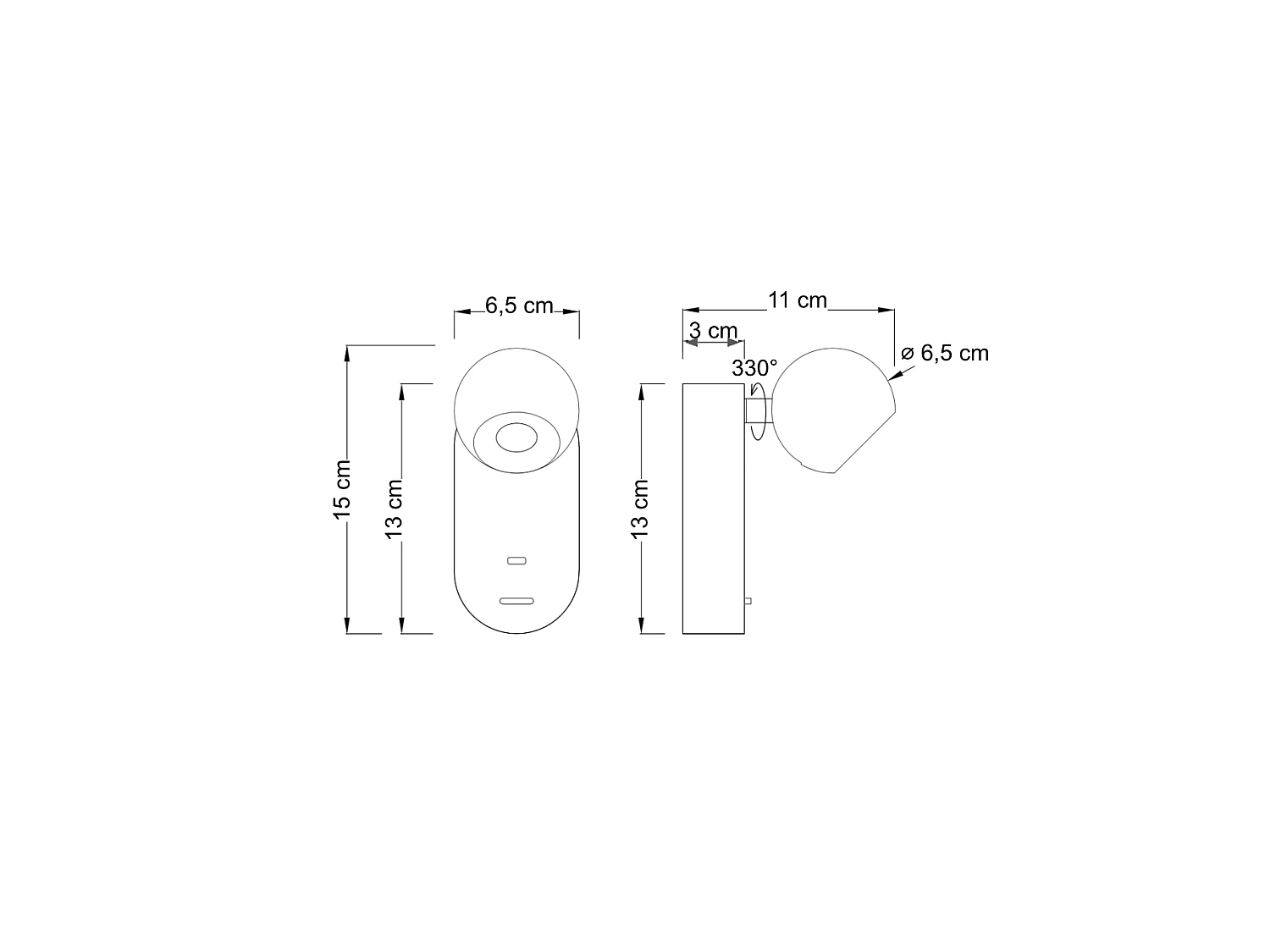 Applique murale LED dorée chic avec chargeur Type-C et interrupteur – Yvan