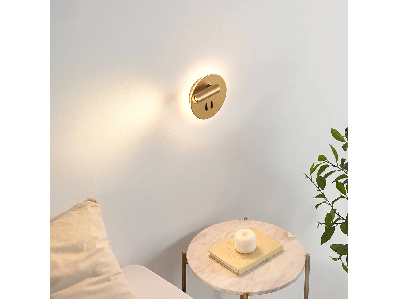 Liseuse tendance double LED et interrupteur doré - Bilbao