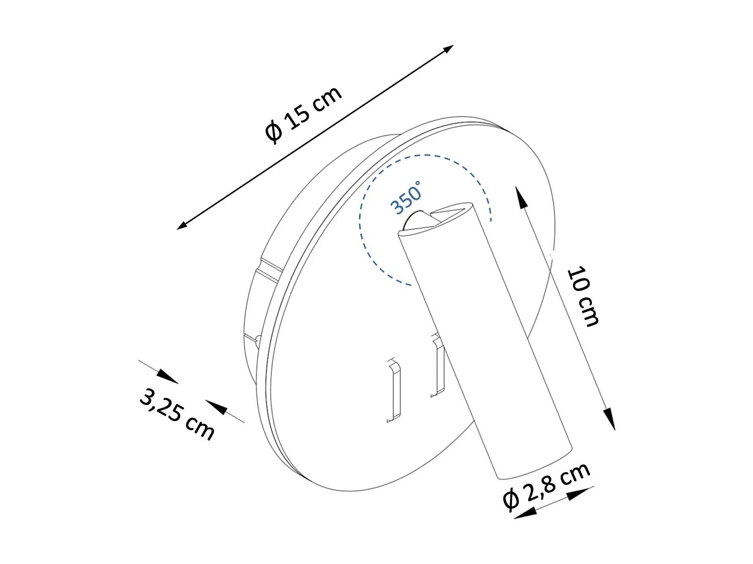 Liseuse tendance double LED et interrupteur doré - Bilbao