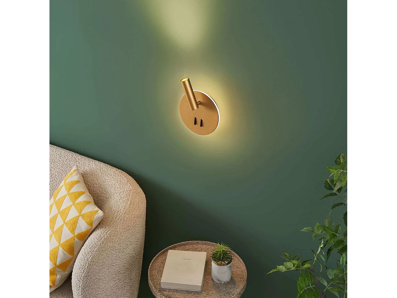 Liseuse tendance double LED et interrupteur doré - Bilbao