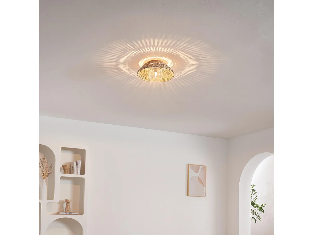 Applique ou plafonnier moderne en rotin jolis reflets décoratifs - Serelina