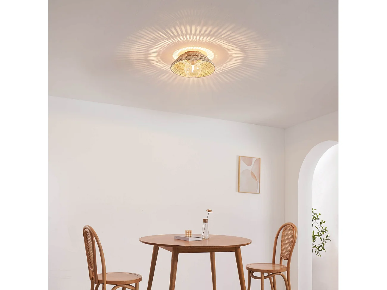 Applique ou plafonnier moderne en rotin jolis reflets décoratifs - Serelina