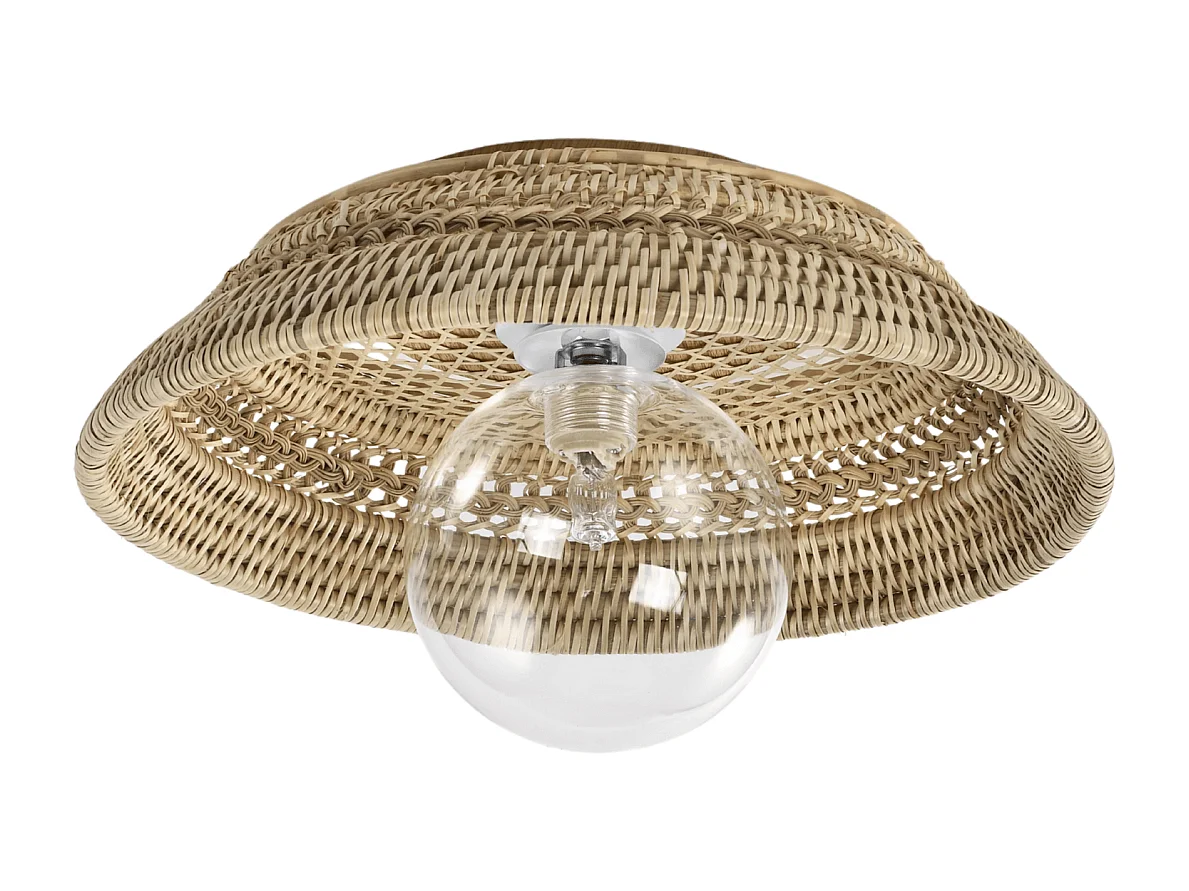 Applique ou plafonnier moderne en rotin jolis reflets décoratifs - Serelina