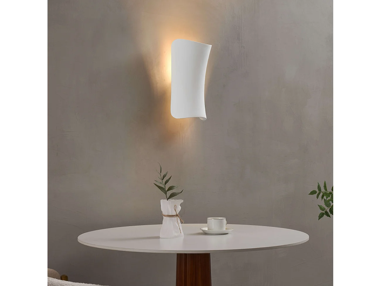 Applique blanche en gypse design sablier épuré - Zoriel