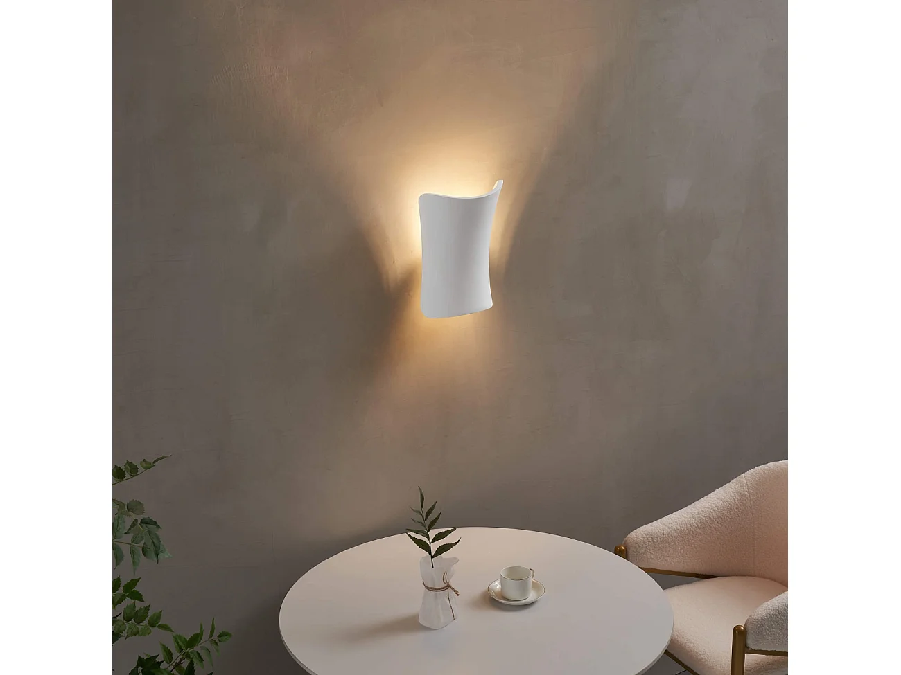 Applique blanche en gypse design sablier épuré - Zoriel