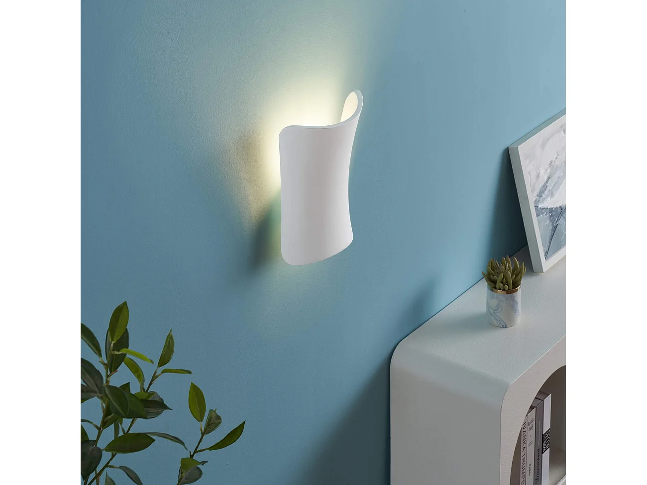 Applique blanche en gypse design sablier épuré - Zoriel