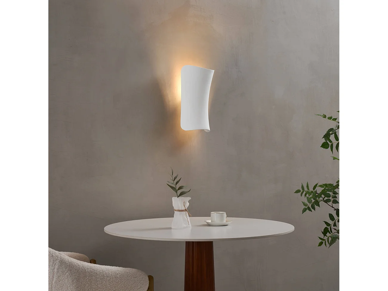 Applique blanche en gypse design sablier épuré - Zoriel