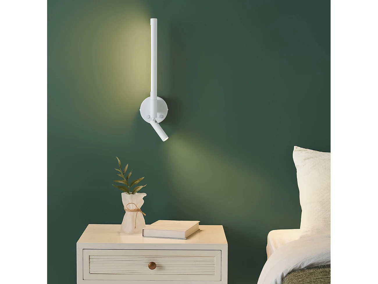 Applique murale blanche avec liseuse LED orientable  - Noxea